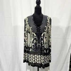 OLIAN Women's Gray Multi Monique Printed Maternity Tunic Q361601 Sz Large